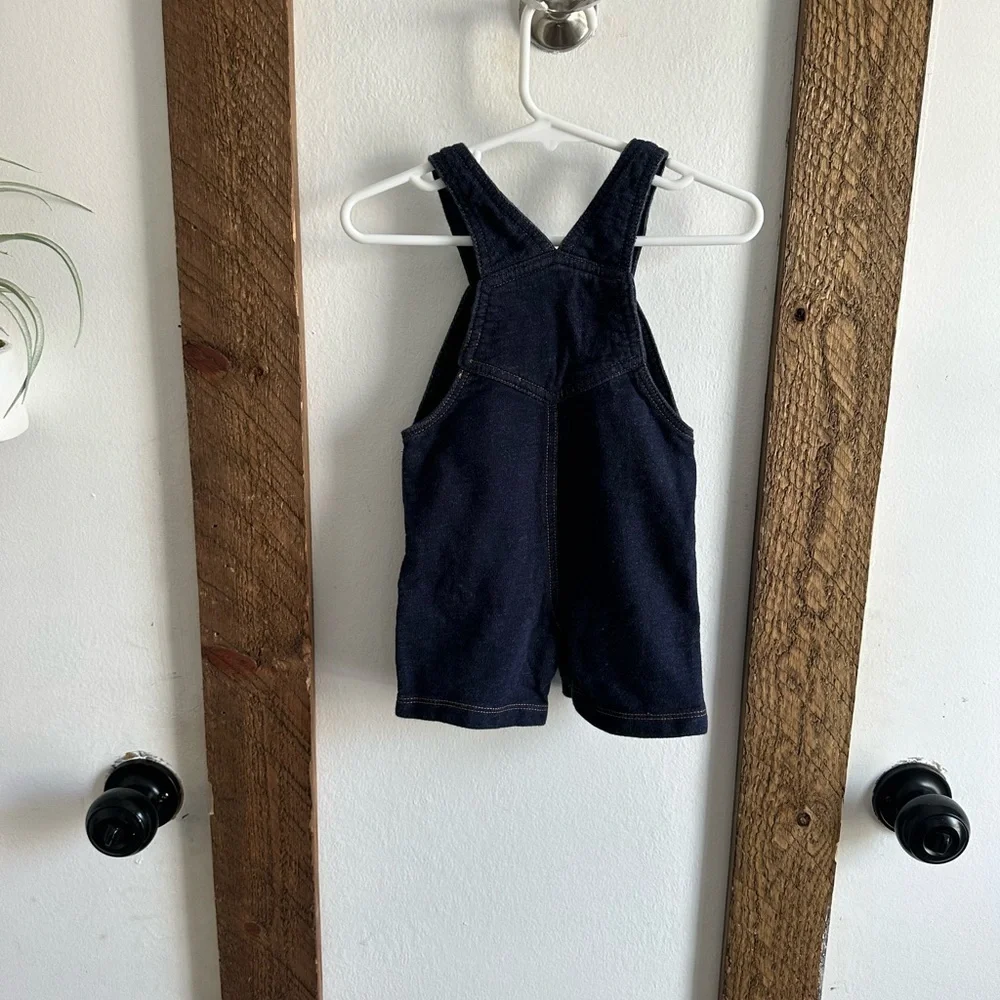 New Carter’s Baby Boy Dark Faux Denim 12 Month Overalls Shortalls One Piece